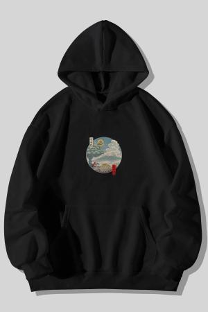 Unisex Black Kangaroo Pocket Hooded Sweatshirt Hoodie