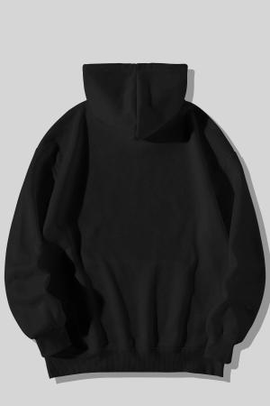 Unisex Black Kangaroo Pocket Hooded Sweatshirt Hoodie