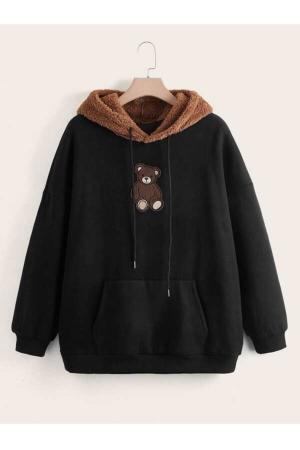 Unisex Plush Brown Hooded  Oversize Sweatshirt