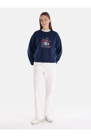 Printed Navy Blue Sweatshirt