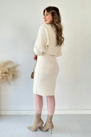 Crop Knit Dress Cream