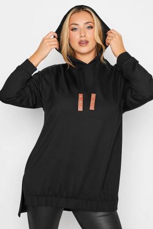 Hooded Slit Detailed Long Sleeve Sweatshirt