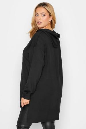 Hooded Slit Detailed Long Sleeve Sweatshirt