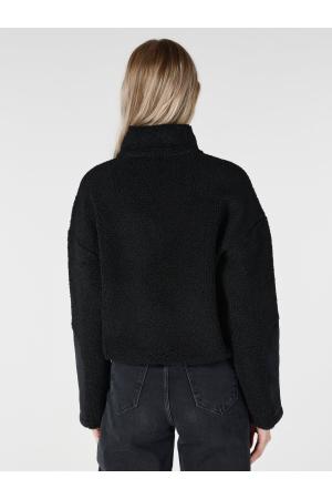 Zippered Neck Black Sweatshirt