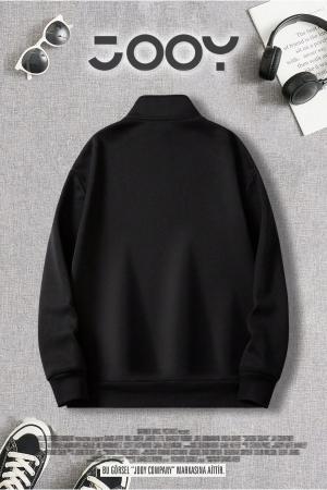 Half Zippered  Black Sweatshirt