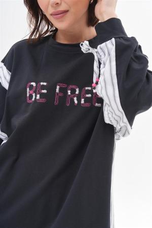 Black Sweatshirt with Slogan