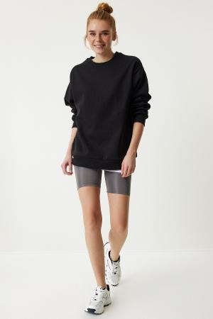 Oversize Raised Basic Sweatshirt Black