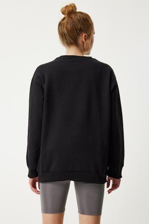 Oversize Raised Basic Sweatshirt Black