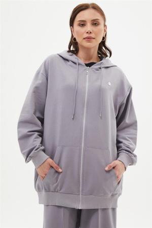 Hooded Gray Basic Sweatshirt