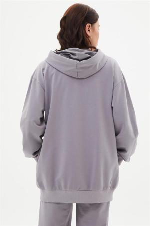 Hooded Gray Basic Sweatshirt