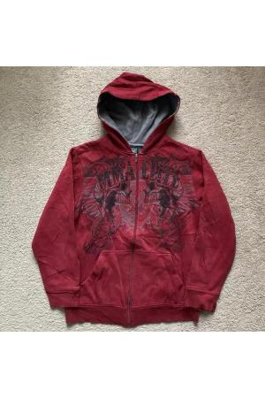 Red Skulls MMA Elite Cyber ​​Grunge Zippered Hoodie