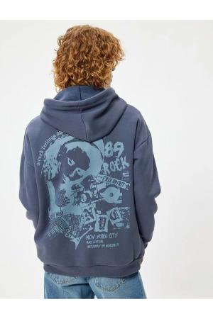 Back Printed Sweatshirt Navy Blue