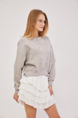 Pearly Three Thread Short Sweatshirt