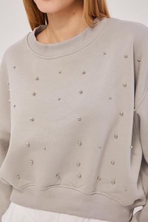 Pearly Three Thread Short Sweatshirt