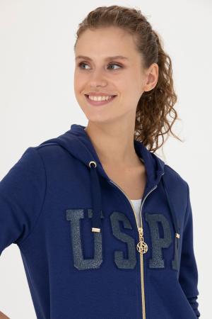 US POLO WOMEN LONG ZIPPERED SWEATSHIRT